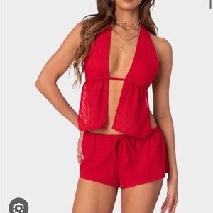 Women's Cayenne Eyelet Micro Shorts and halter set